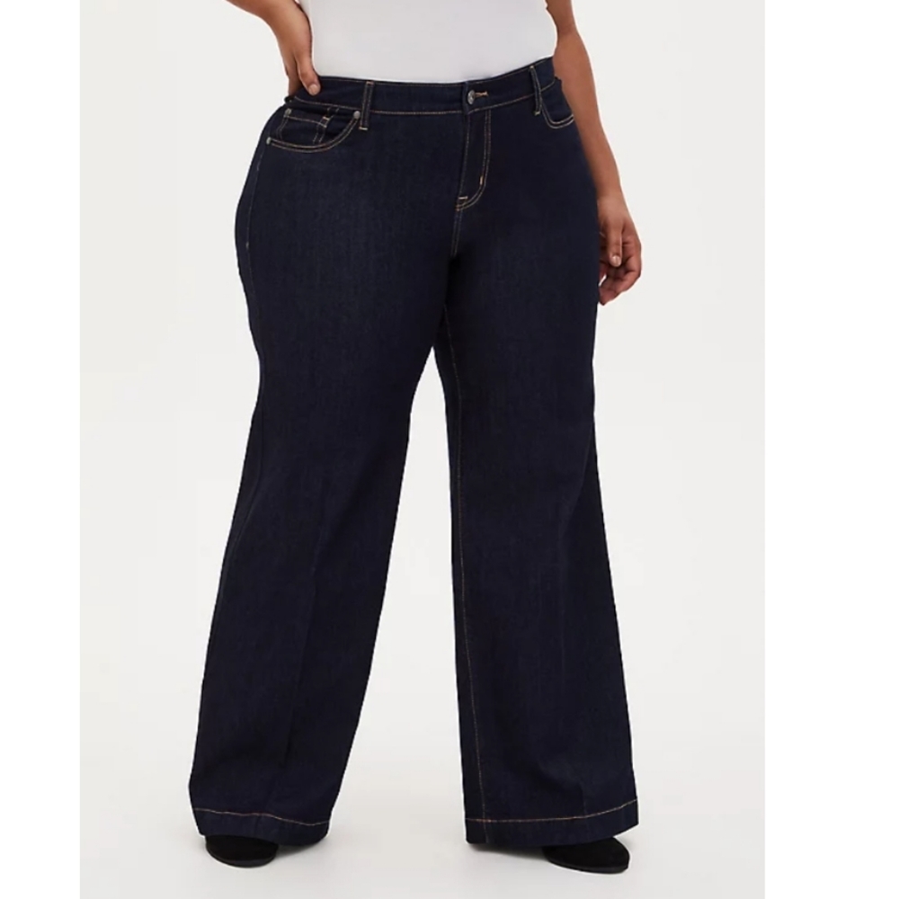 Torrid Wide Leg Vintage Stretch High-Rise Jean Plus Size 18 Boho Bohemian Casual - Picture 2 of 8